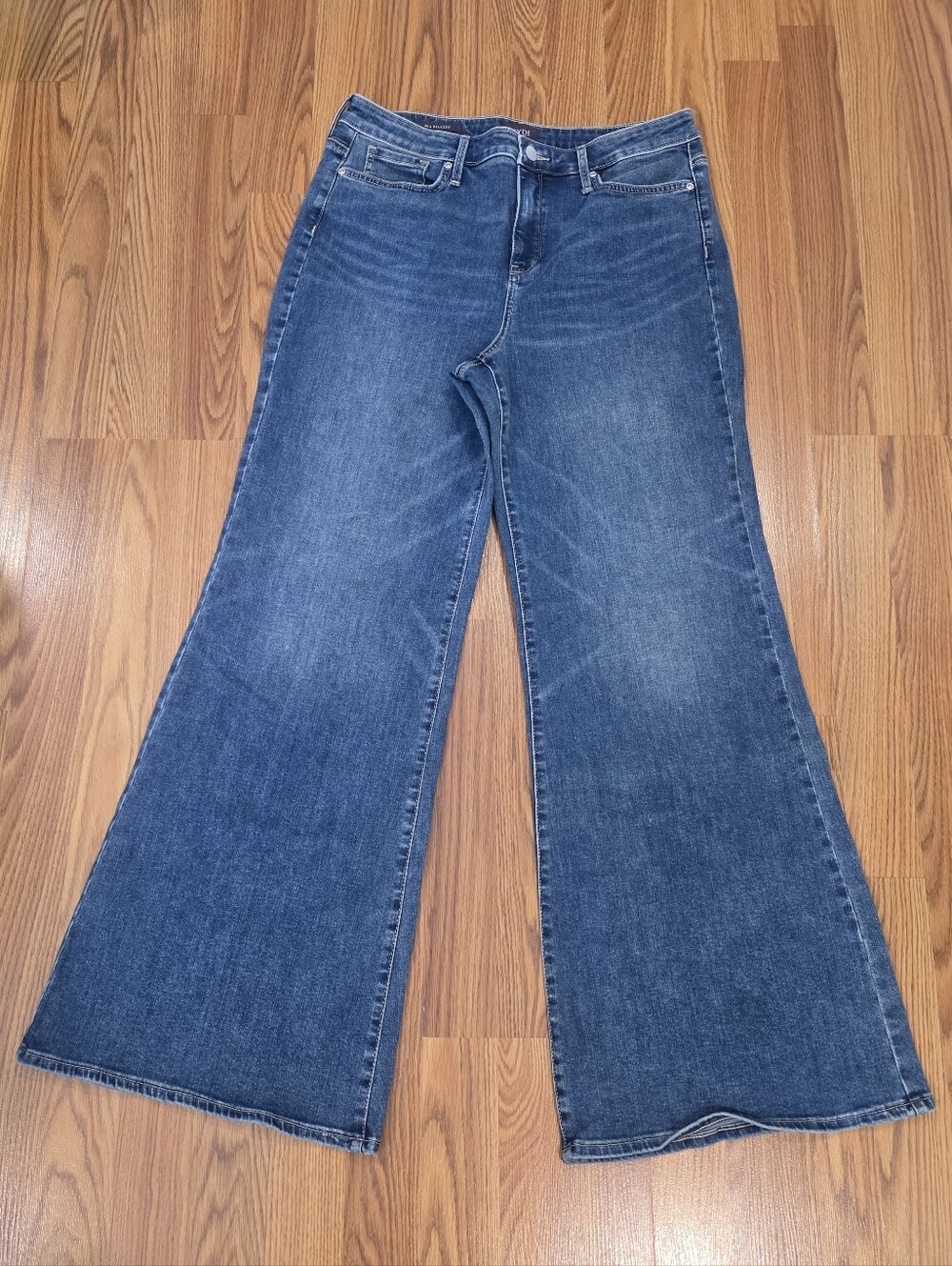 NYDJ Mia Palazzo Jeans Medium Wash Blue High Rise Wide Leg Denim Women's Size 10